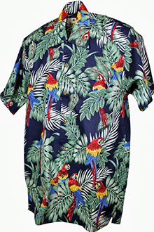Parrots Cotton Blue Hawaiian Shirt