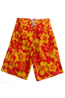 Bermuda Shorts - Hibiscus Red and Yellow Bermuda Shorts